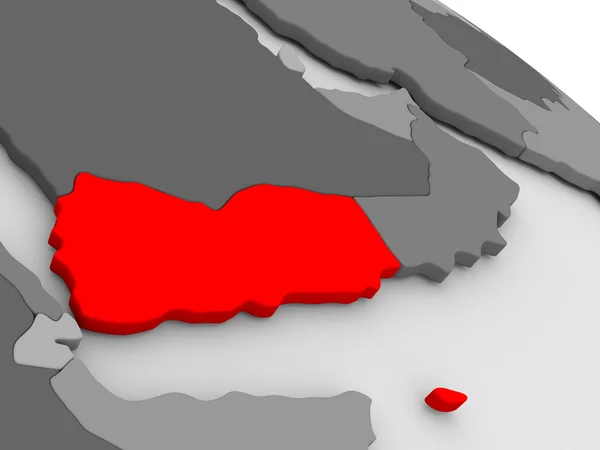 Yemen in rosso sulla mappa 3D — Foto Stock