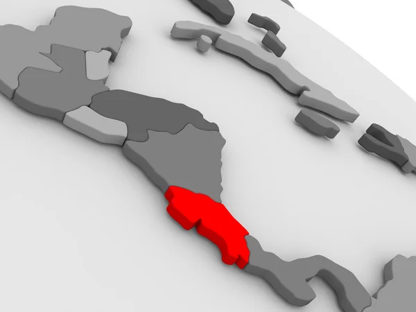 Costa Rica piros a 3D-s Térkép — Stock Fotó