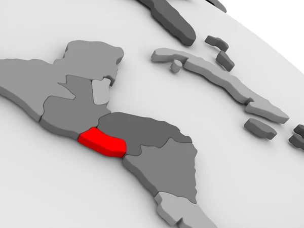 El Salvador em vermelho no mapa 3D — Fotografia de Stock