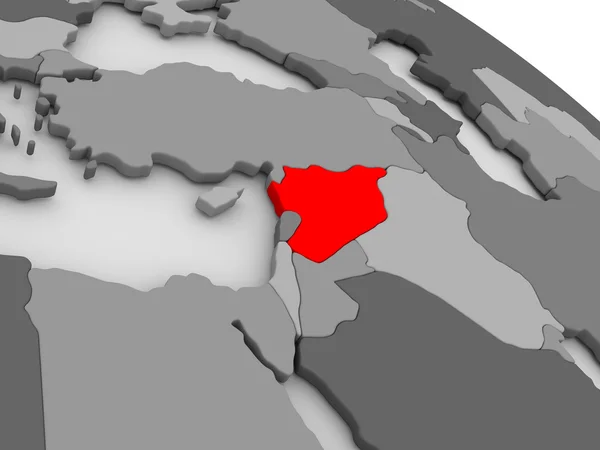 Συρία με κόκκινο χρώμα στο 3d χάρτη — Φωτογραφία Αρχείου