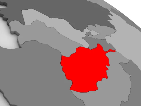 Afganistan na czerwono na mapie 3d — Zdjęcie stockowe