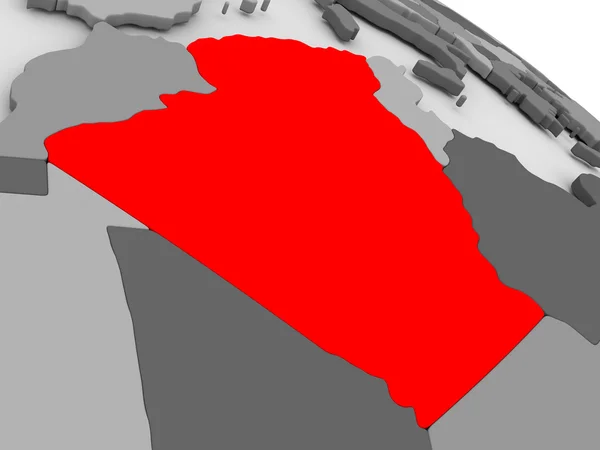 Algérie en rouge sur la carte 3D — Photo