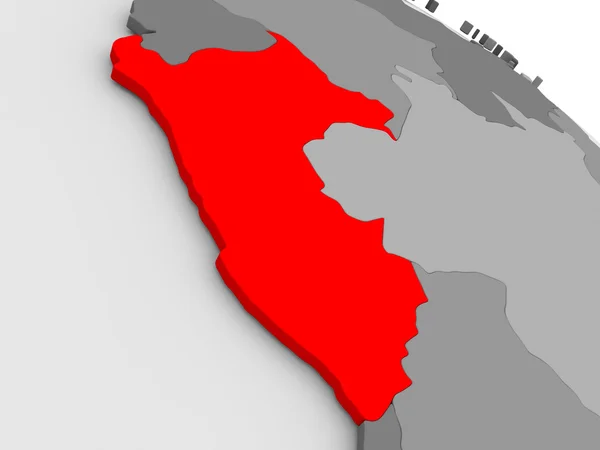 Peru in red on 3D map — Stock Photo, Image