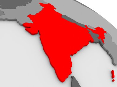 3d haritada kırmızı Hindistan'da