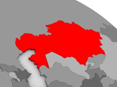 3d haritada kırmızı Kazakistan'da