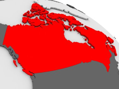 3d haritada kırmızı Kanada'da