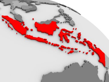 3d haritada kırmızı Endonezya