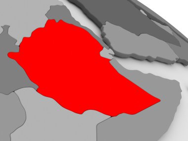 3d haritada kırmızı Etiyopya'da
