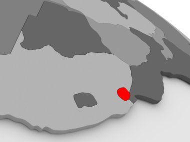 Svaziland kırmızı 3d harita üzerinde