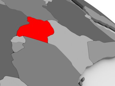 3d haritada kırmızı Uganda