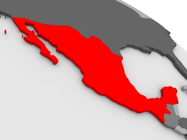 México en rojo en el mapa 3D —  Fotos de Stock