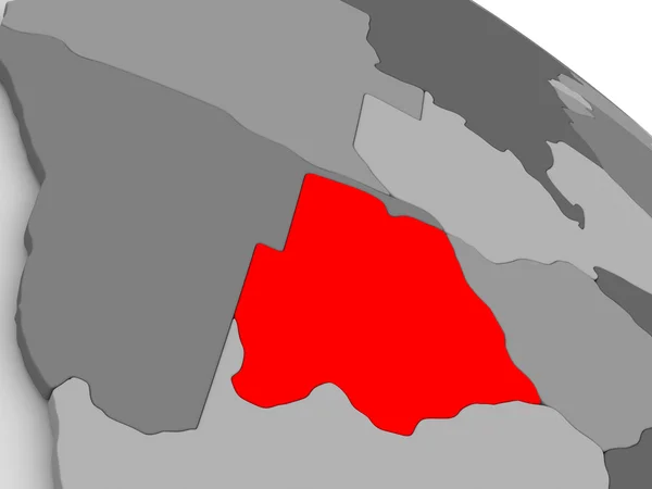 博茨瓦纳在 3d 地图上红色 — 图库照片