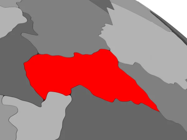 Africa Centrale in rosso sulla mappa 3D — Foto Stock