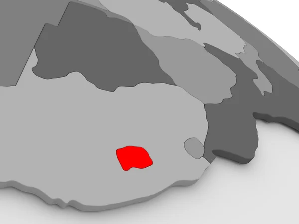 Lesotho i rött på 3d-karta — Stockfoto