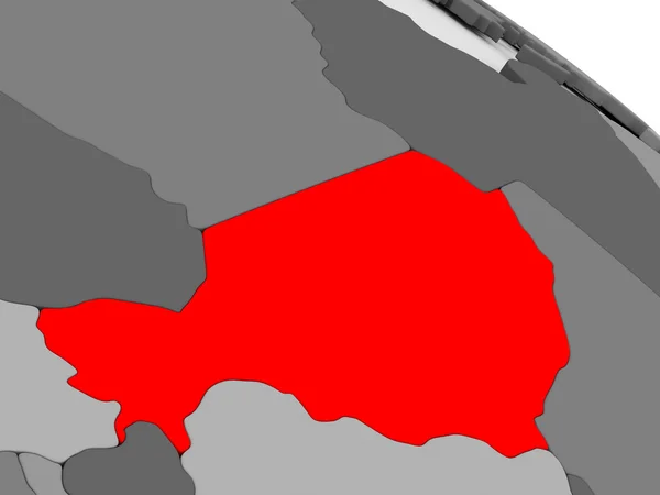 Níger em vermelho no mapa 3D — Fotografia de Stock