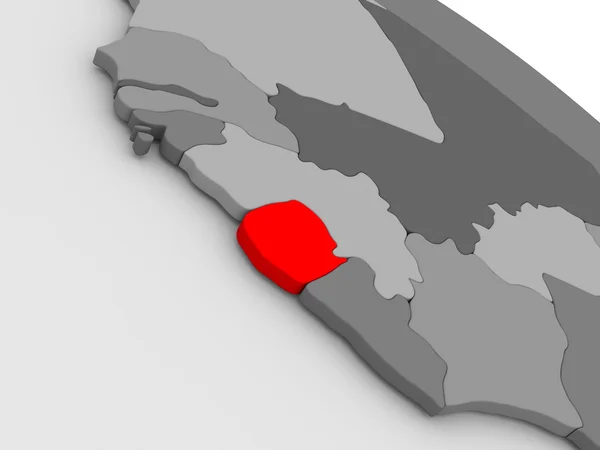 Sierra Leone in red on 3D map — Stock Photo, Image