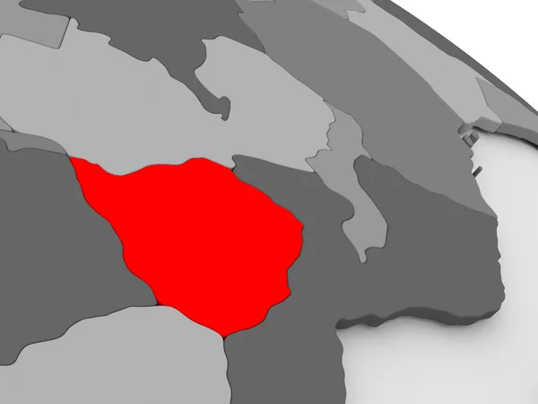 Zimbabwe i rött på 3d-karta — Stockfoto