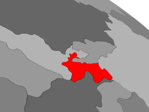 Tagikistan in rosso sulla mappa 3D — Foto Stock