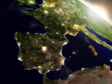 İspanya ve Portekiz üzerinde gün doğumu