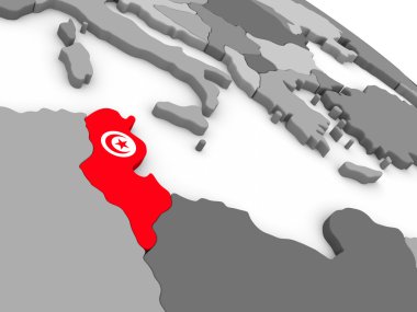 Tunus bayrağı ile dünya üzerinde