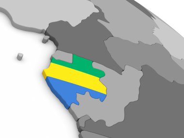 Gabon bayrak ile dünya üzerinde