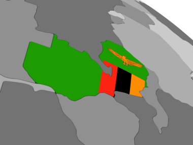Zambiya bayrağı ile dünya üzerinde