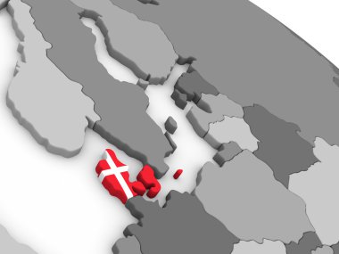 Danimarka bayrağı ile dünya üzerinde