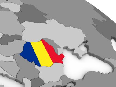 Romanya bayrağı ile dünya üzerinde