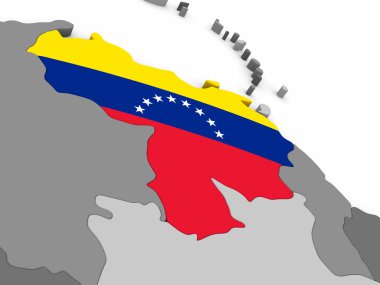 Venezuela on globe with flag clipart
