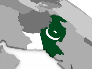 Pakistan bayrağı ile dünya üzerinde
