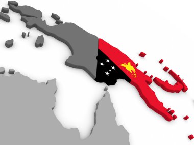 Papua Yeni Gine bayrağı ile dünya üzerinde