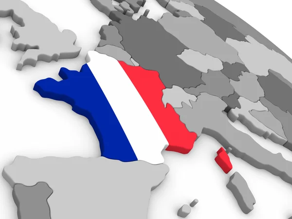 France sur le globe avec drapeau — Photo