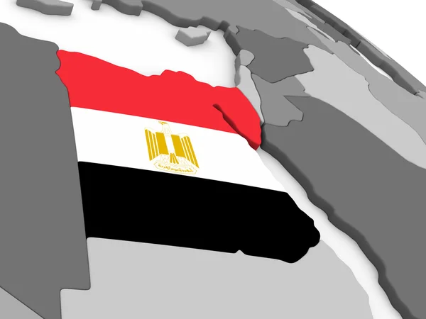 Egypte op wereldbol met vlag — Stockfoto