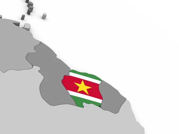 Suriname sul globo con bandiera — Foto Stock