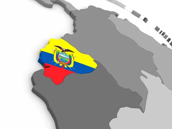 Ecuador on globe with flag — Stock Photo, Image