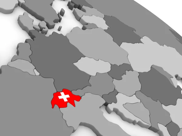 İsviçre bayrağı ile dünya üzerinde — Stok fotoğraf