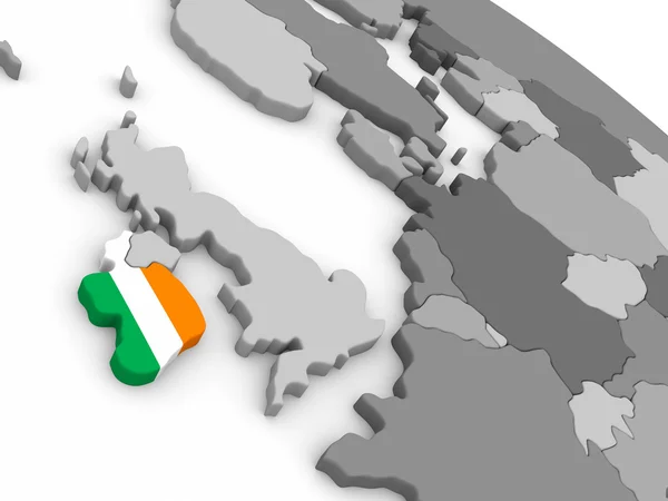 Ιρλανδία στο globe με σημαία — Φωτογραφία Αρχείου