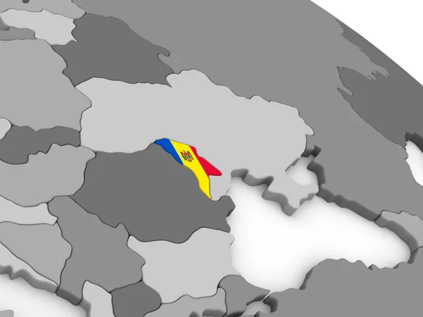 Moldova bayrağı ile dünya üzerinde — Stok fotoğraf