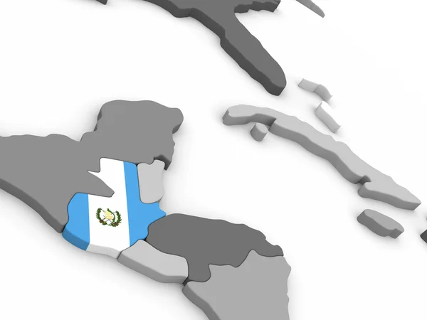 Guatemala auf Globus mit Flagge — Stockfoto