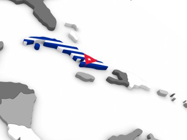 Küba bayrağı ile dünya üzerinde