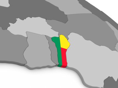 Benin bayrağı ile dünya üzerinde