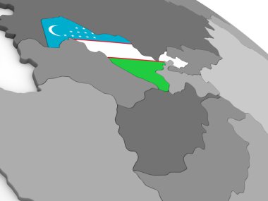 Özbekistan bayrağı ile dünya üzerinde