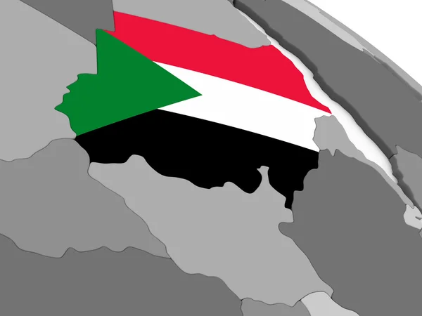Sudan on globe with flag — Stock Photo, Image