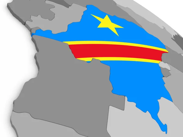 República Democrática del Congo en el mundo con bandera —  Fotos de Stock