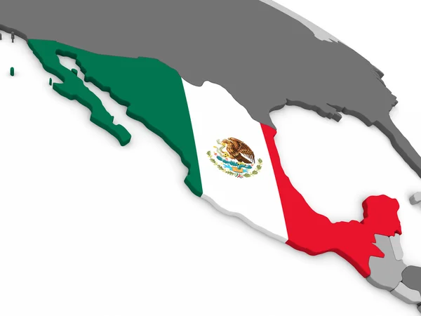Mexiko på jordglob med flagga — Stockfoto