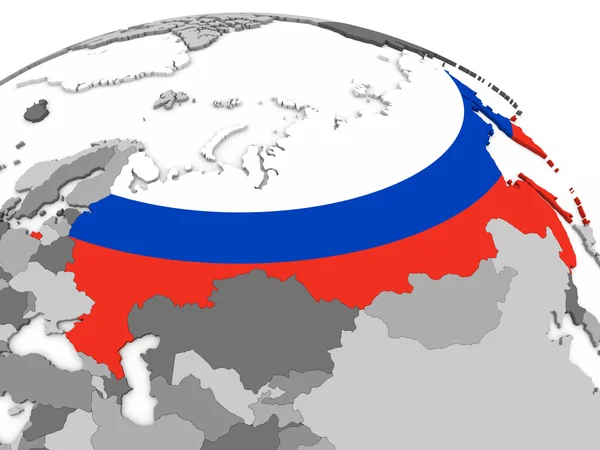 Россия на глобусе с флагом — стоковое фото