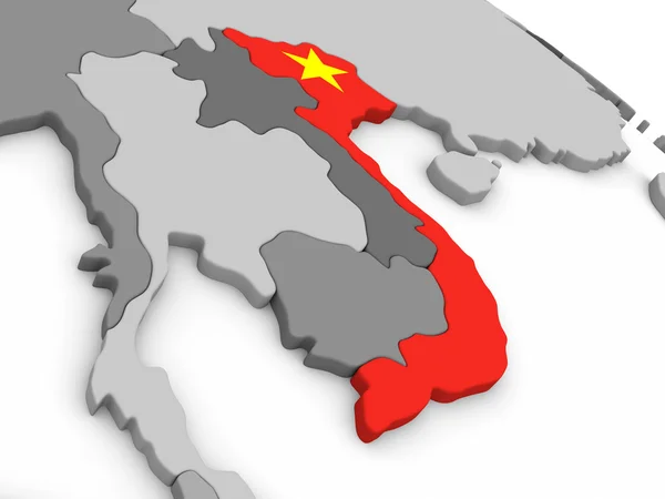 В'єтнам на земній кулі з прапором — стокове фото