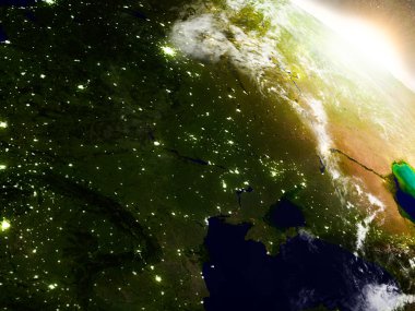 Ukrayna gündoğumu sırasında uzaydan