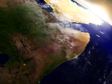 Somali ve Etiyopya gün doğumu sırasında uzaydan