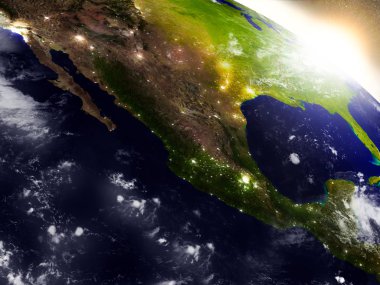 Meksika gündoğumu sırasında uzaydan